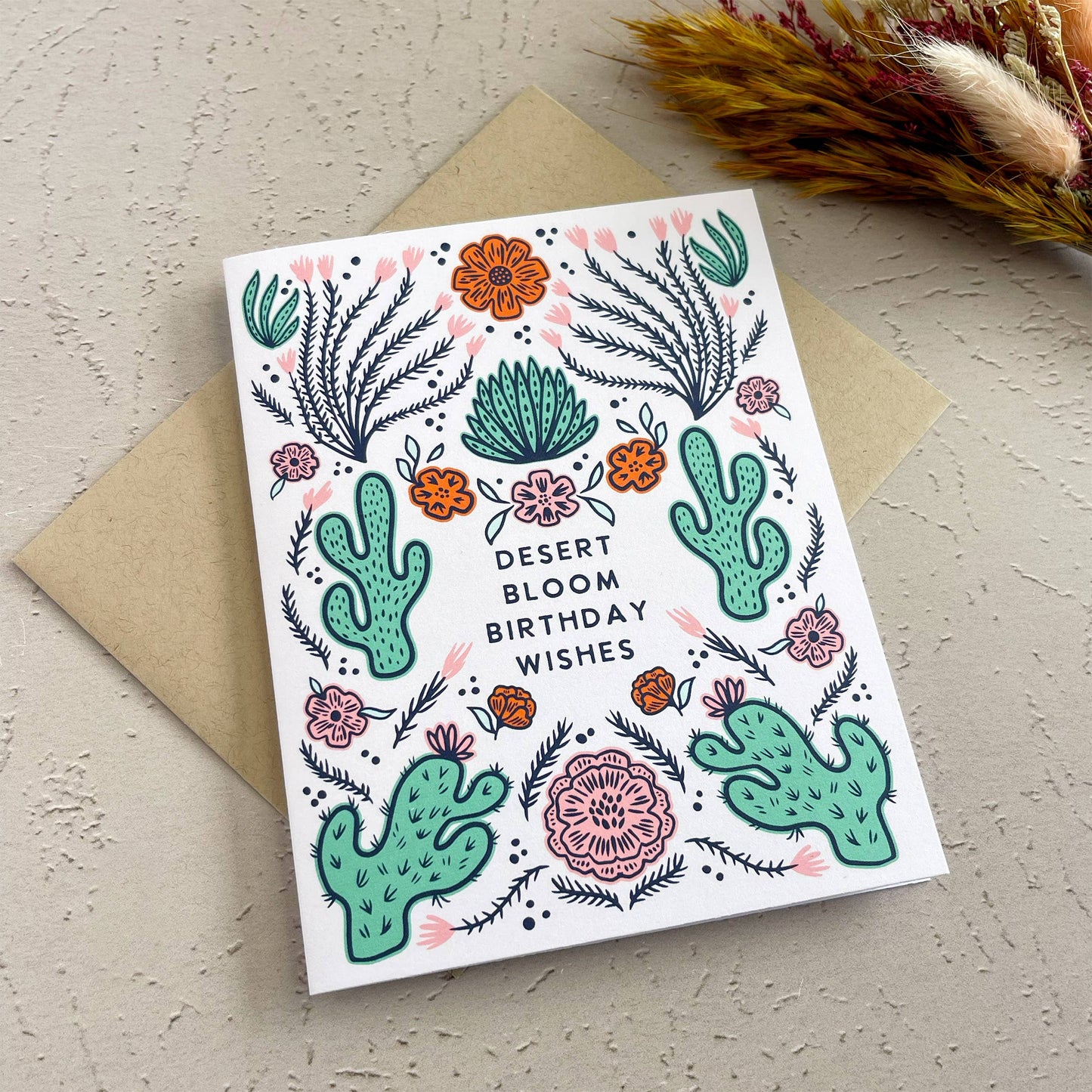 Desert Bloom Birthday Wishes Card