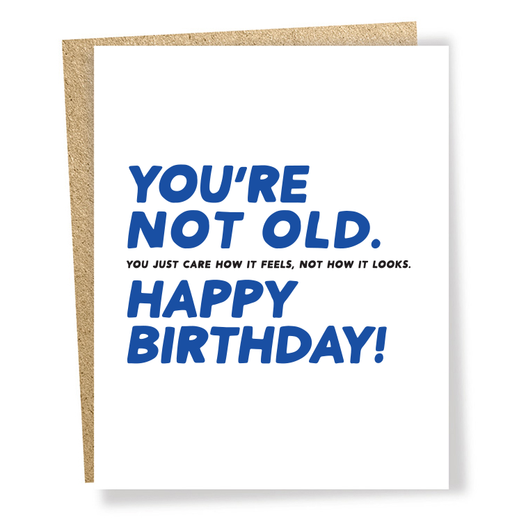 Birthday card with blue text on a white background