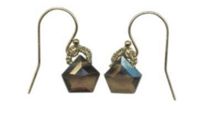 Smokey Topaz Pentagon Earrings