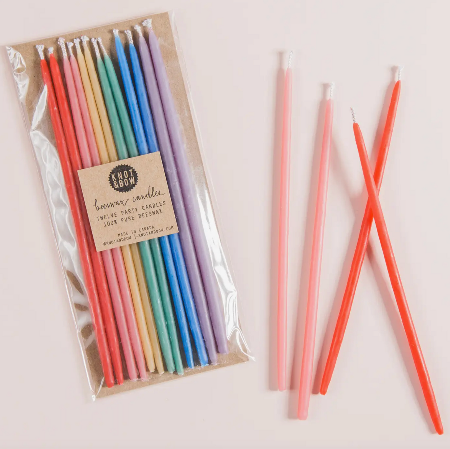 Tall Beeswax Birthday Candles (Rainbow)