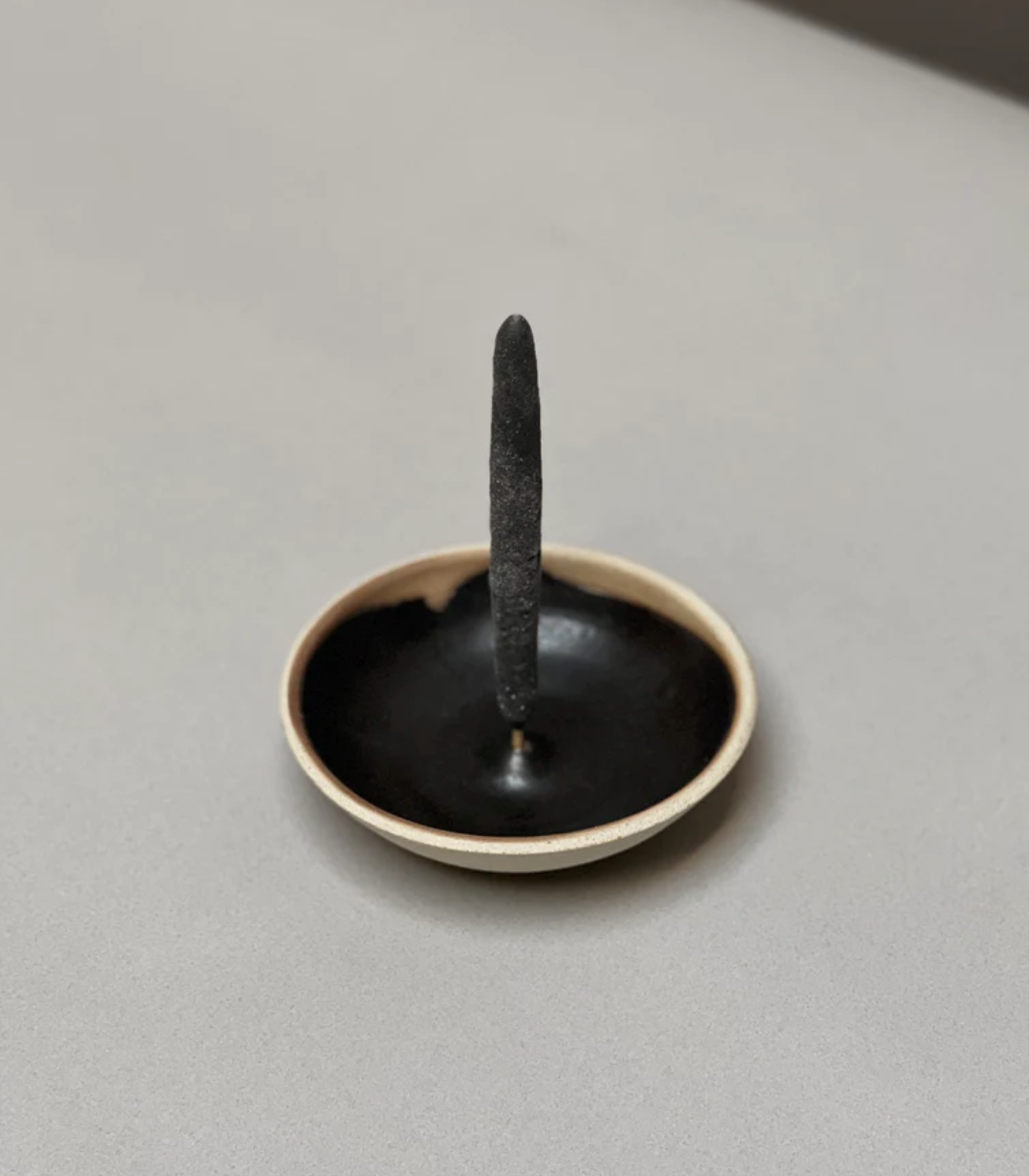 Black Stoneware Incense Holder