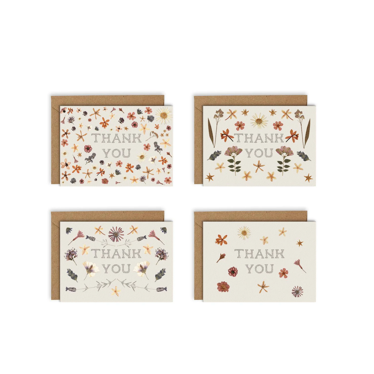Pressed Flowers Thank You Card Set