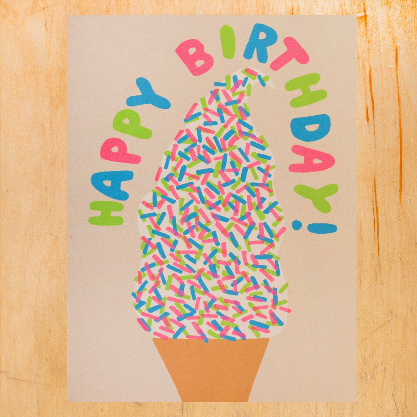 Birthday Ice Cream Risograph Card