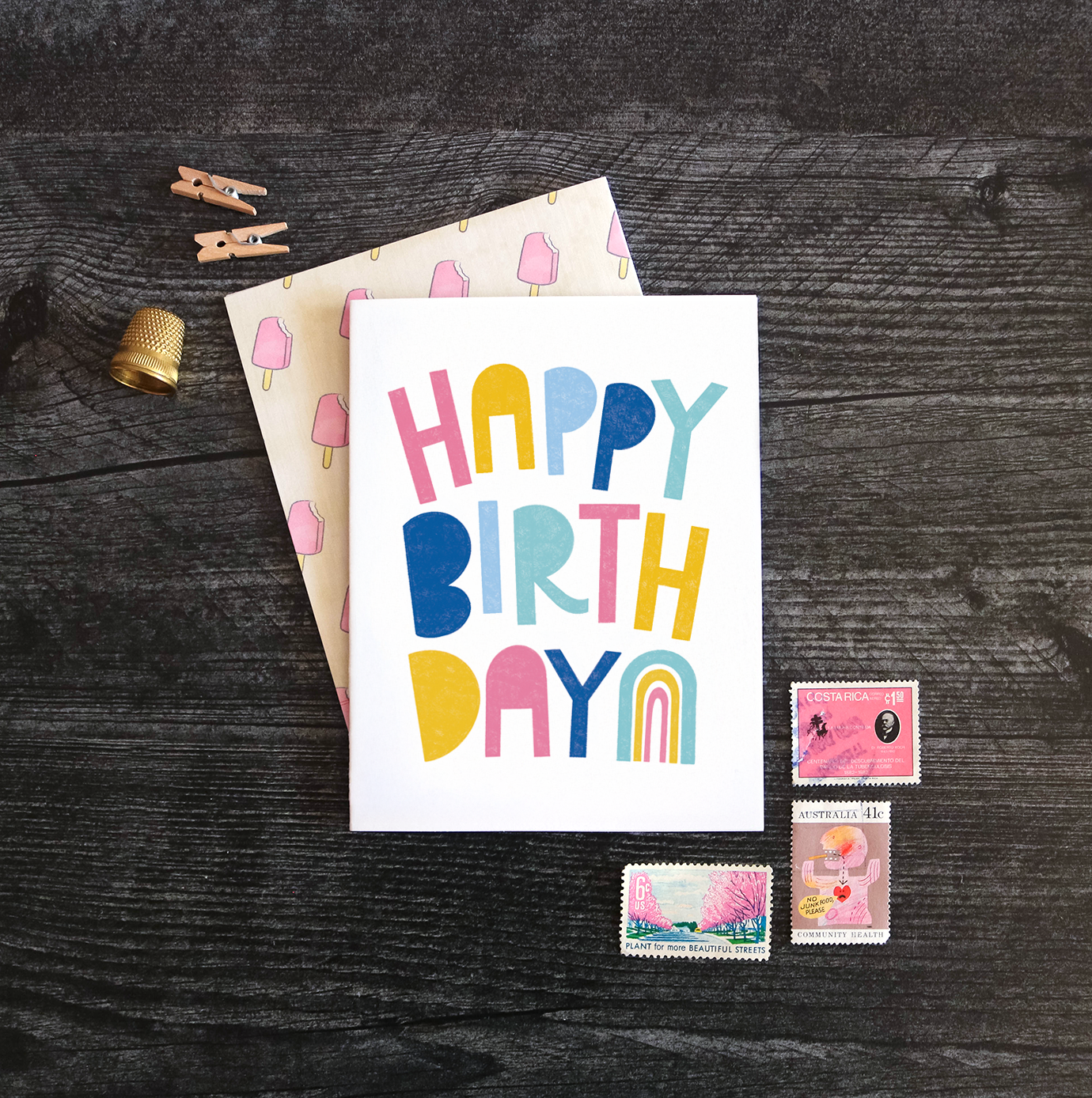 Happy Birthday Pastel Rainbow