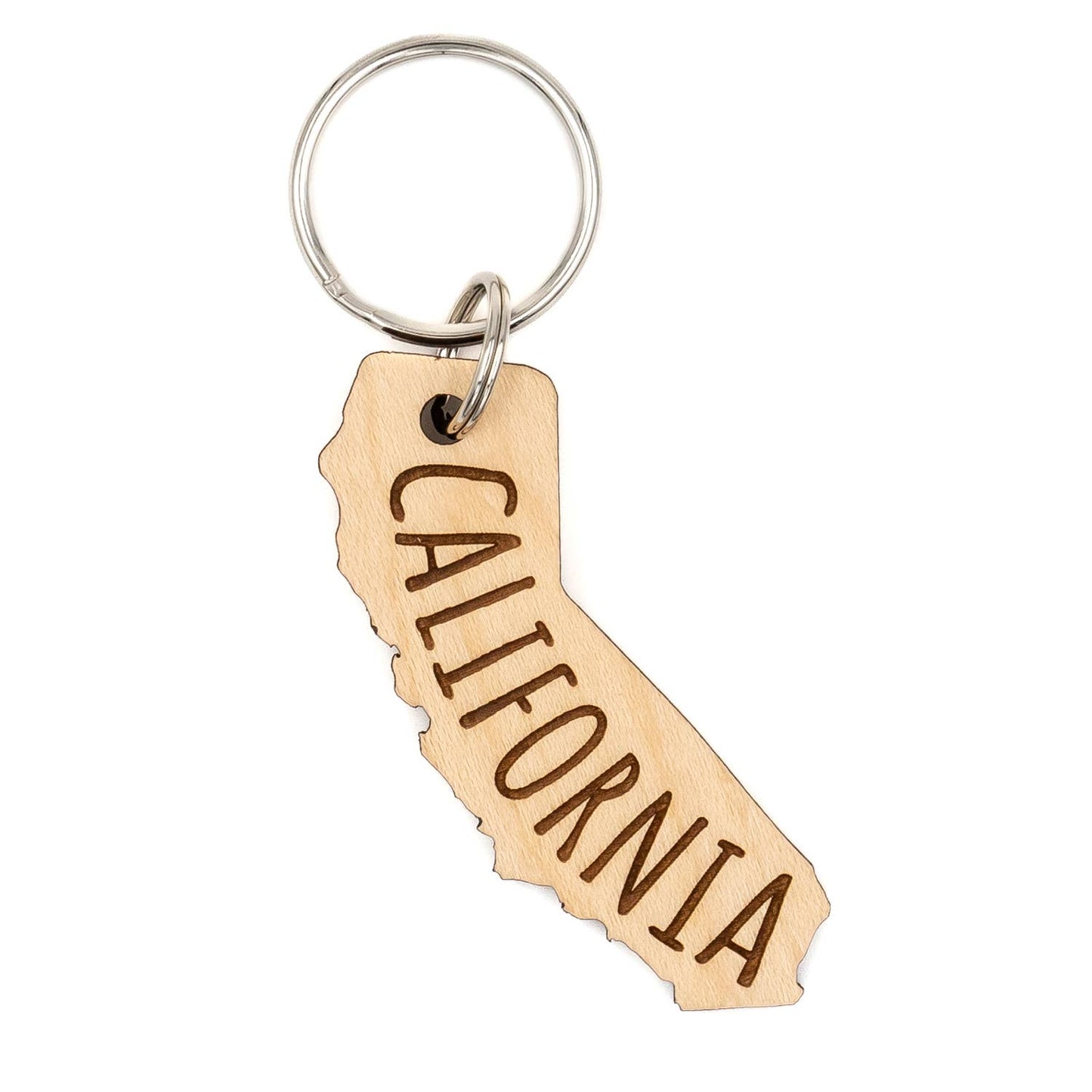 California State Shape Wood Keychain