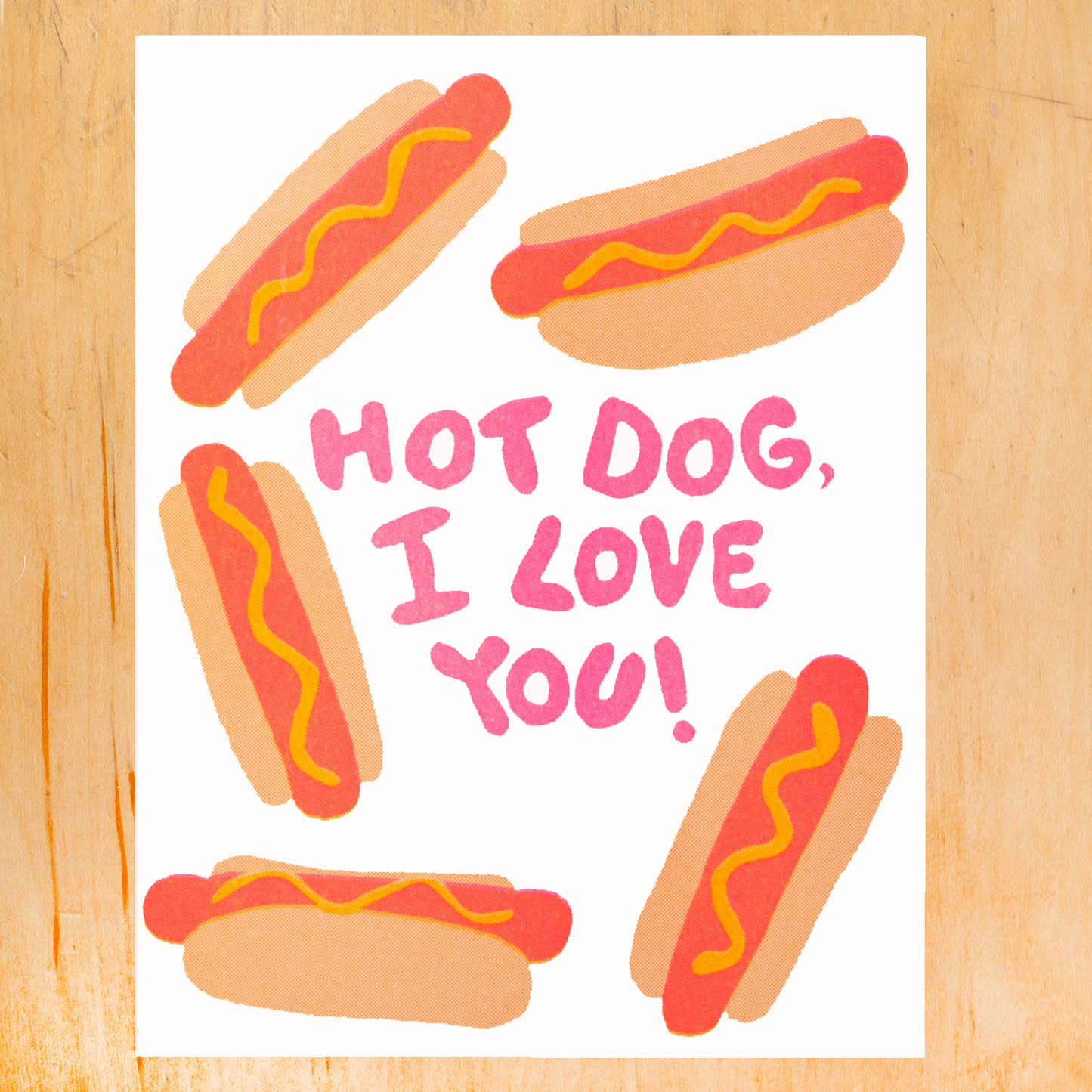 Hot Dog Love Risograph Card