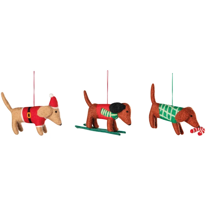 Dashing Dachshunds Felt Ornament