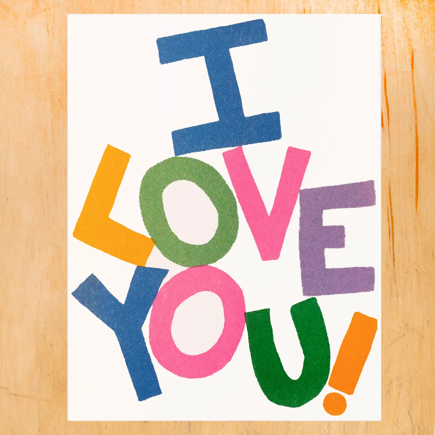 I Love You Crooked Risograph Card