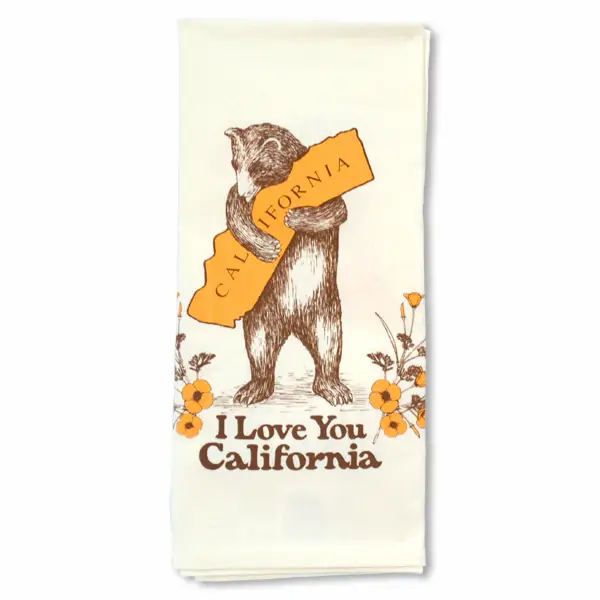 California Bear & Poppy Tea Towel