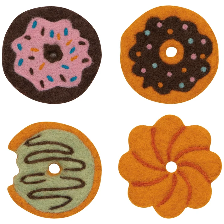 Donuts Felt Coaster, Set of 4