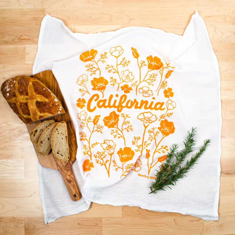 Poppies Flour Sack Dish Towel
