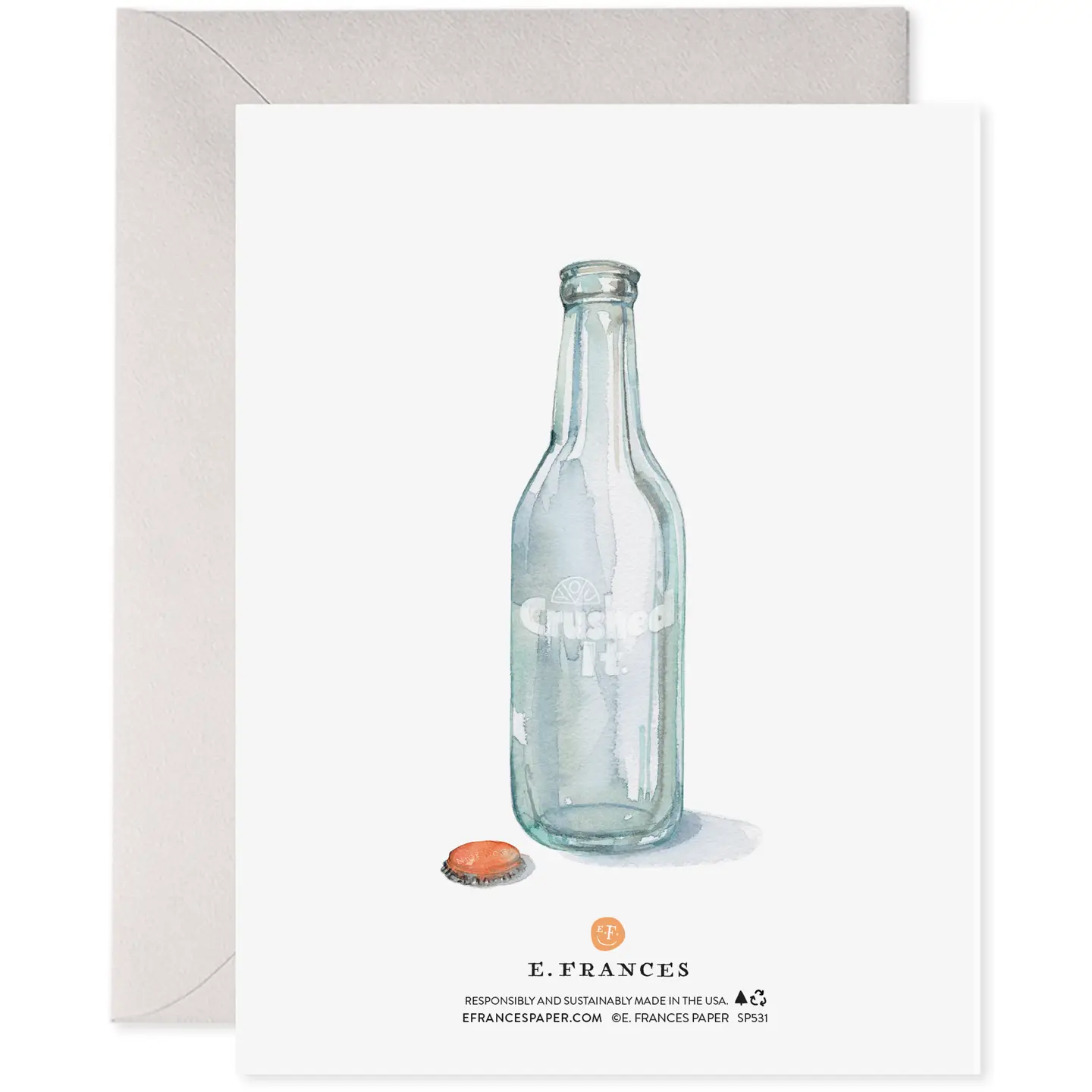 Illustration of a clear glass bottle on a white background with a subtle shadow.