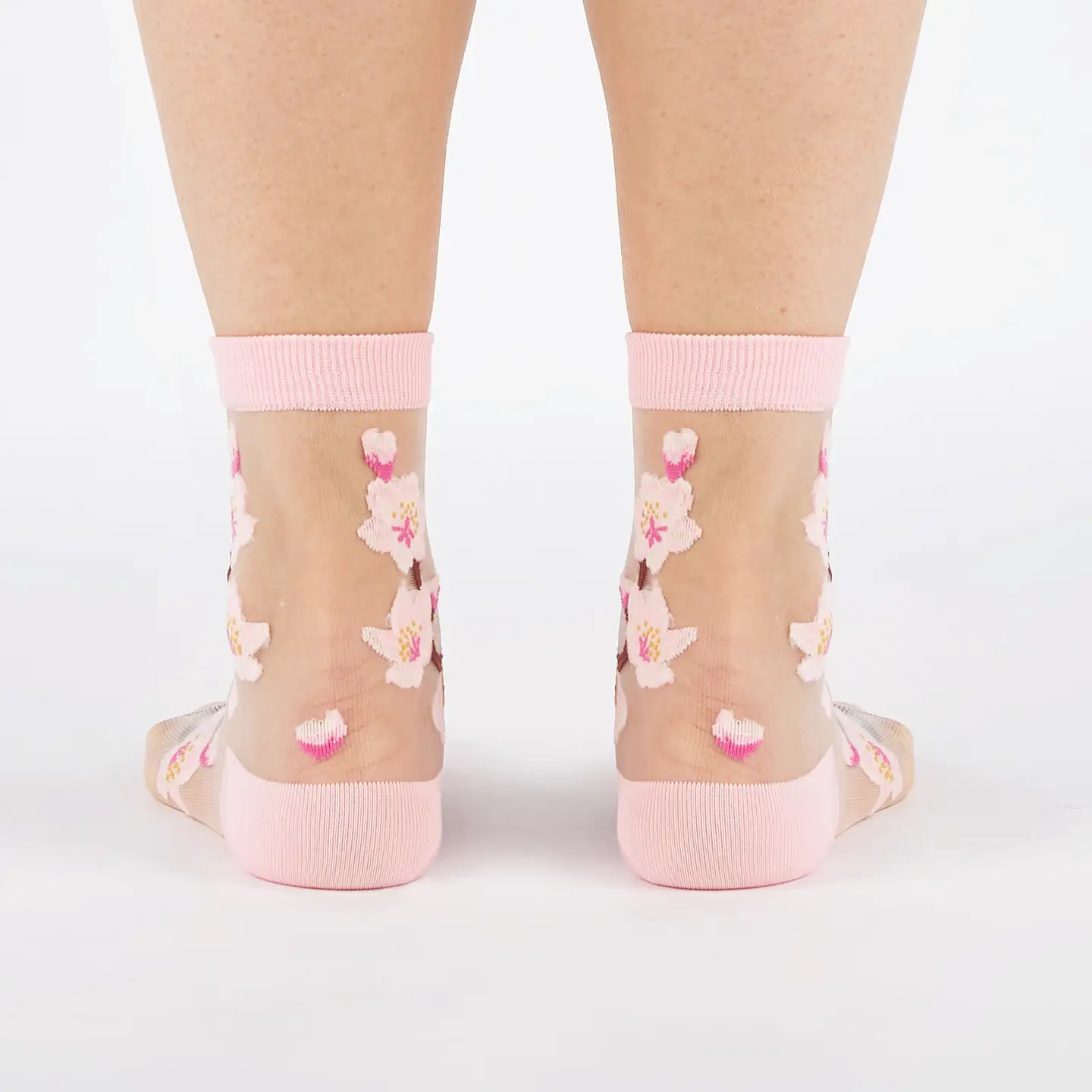 Cherry Blossoms Sheer Crew Socks