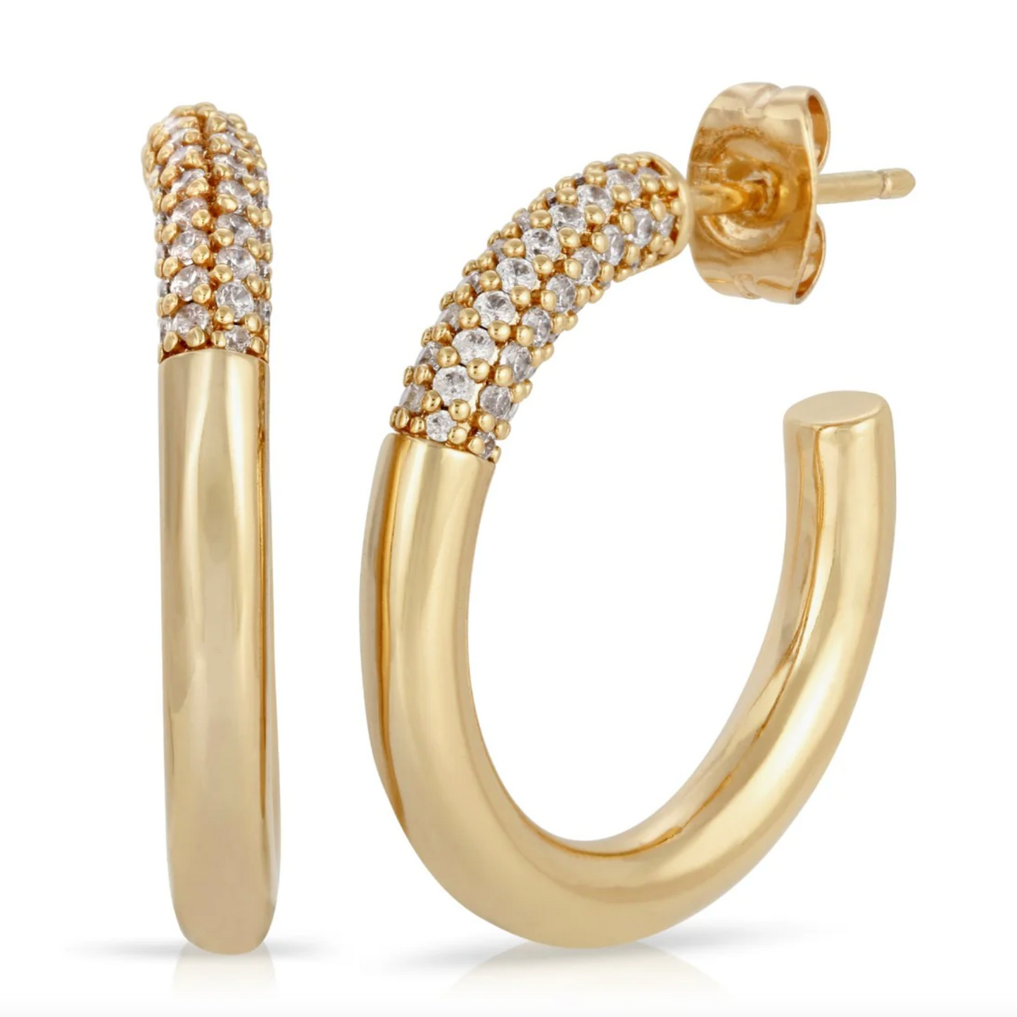 Astra Medium Pavé Hoop, Clear