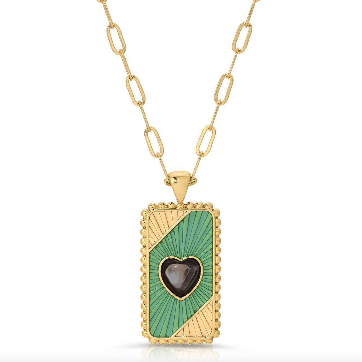 Queen of Hearts Pendant, Teal Green