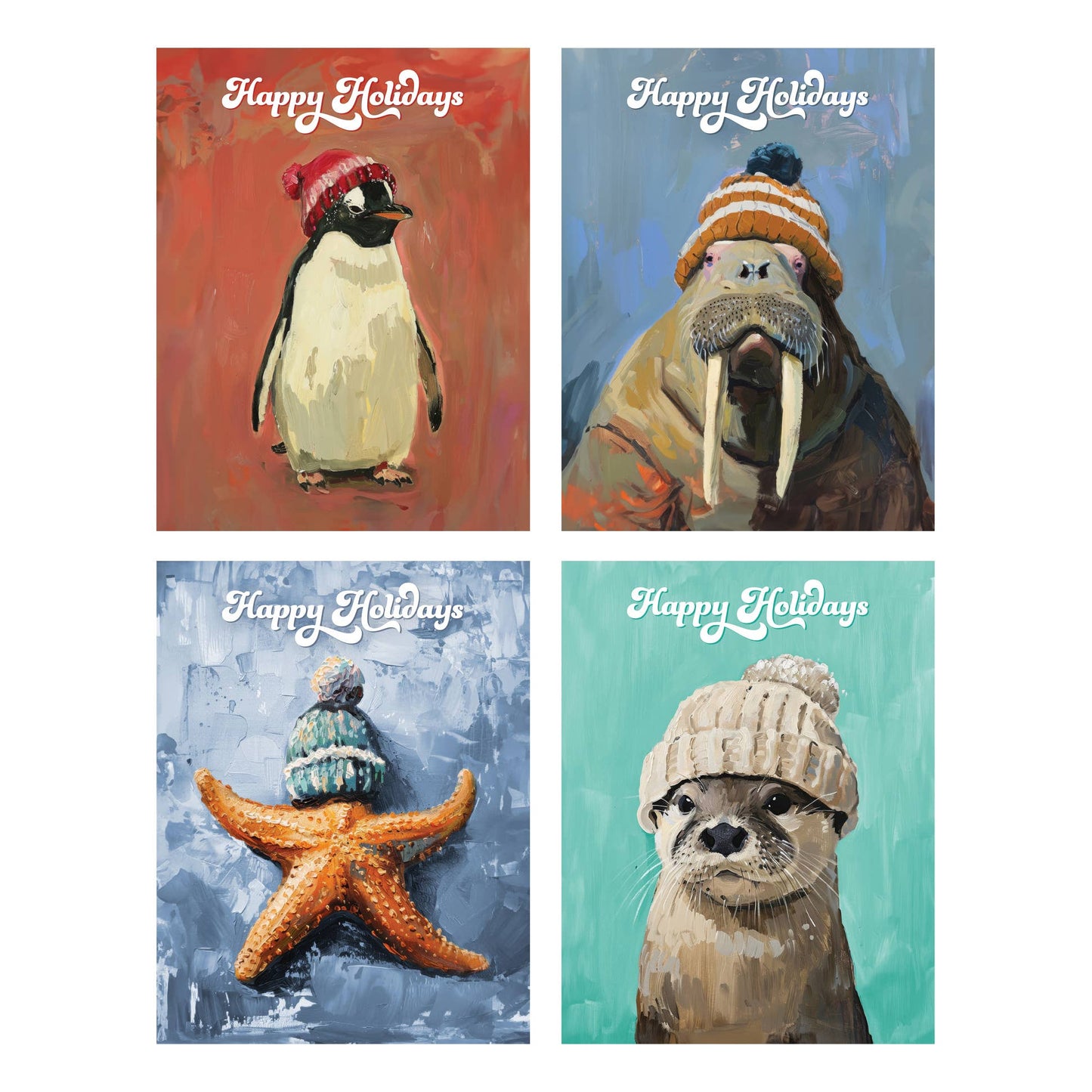 Aquatic Animals Happy Holiday Box Set Notecards