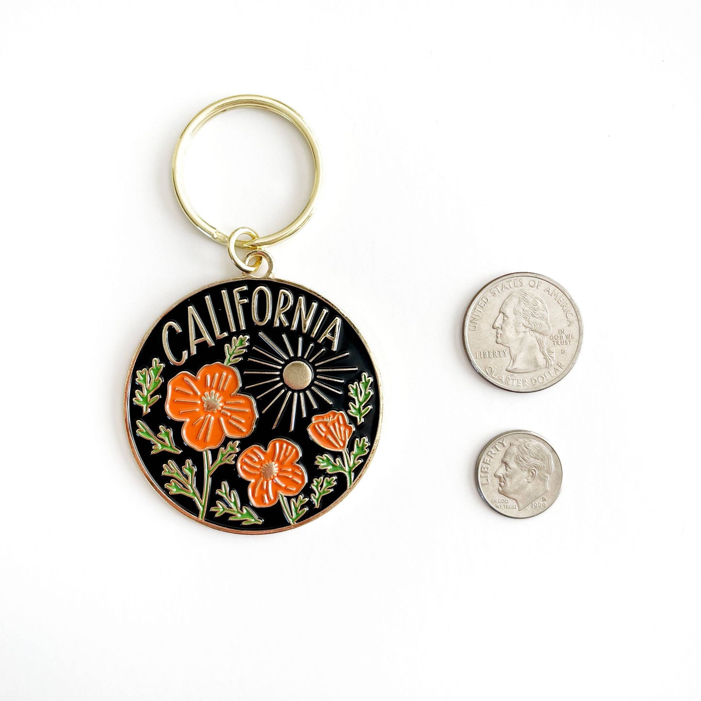 California Poppy Sun Keychain