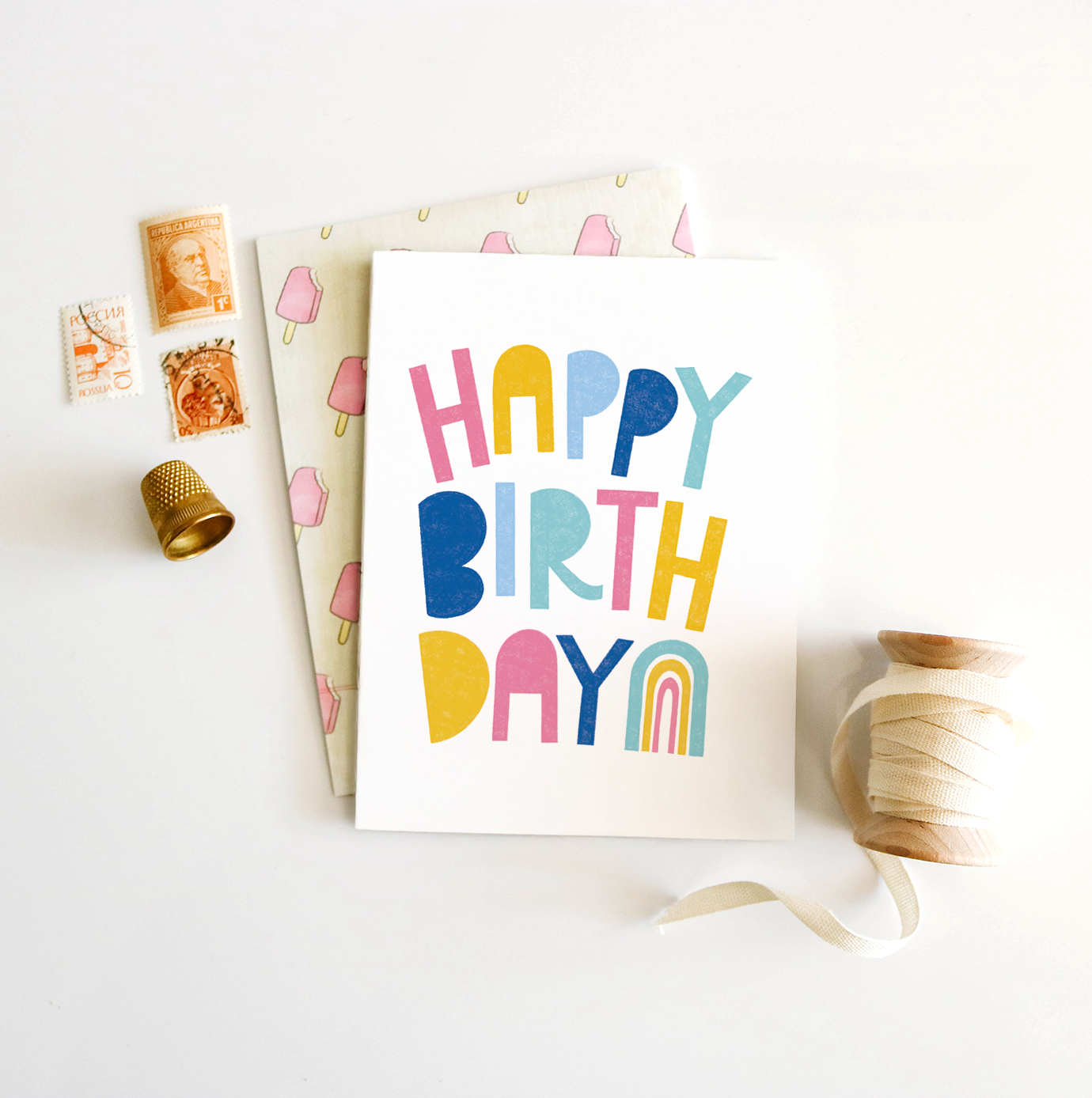 Happy Birthday Pastel Rainbow