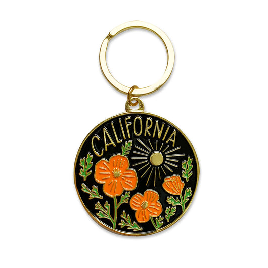 California Poppy Sun Keychain