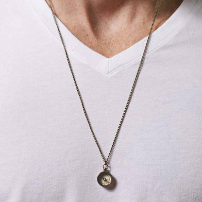 Miniature Antiqued Compass Necklace For Men