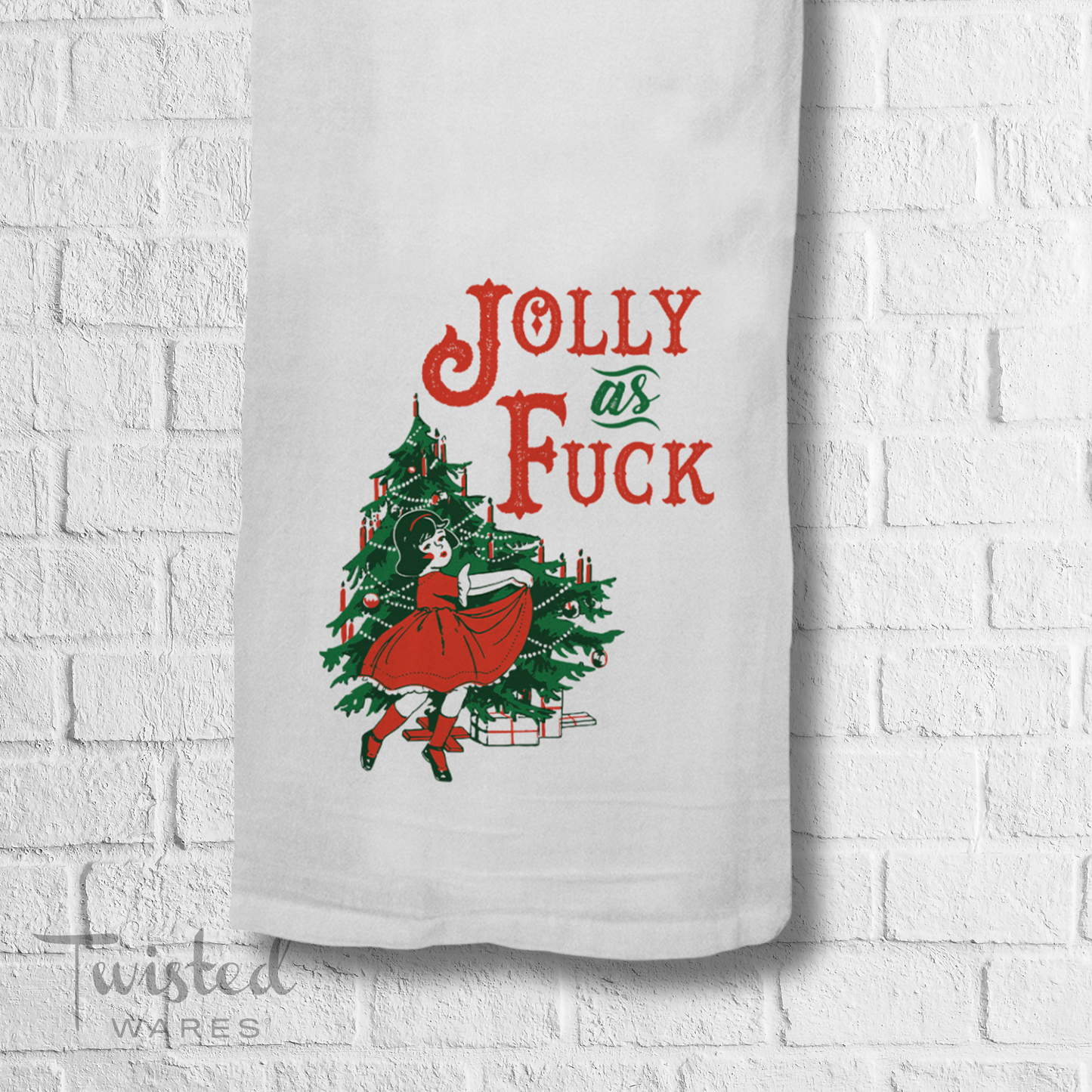 "Jolly As Fuck" Christmas Kitchen Towel