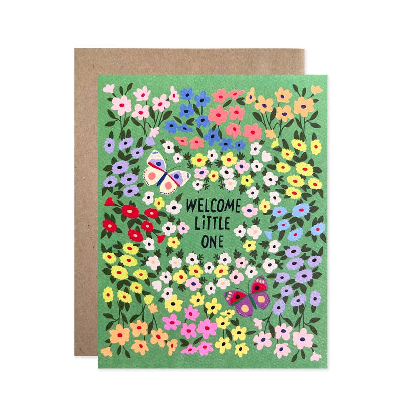 Welcome Little One Green Garden Card