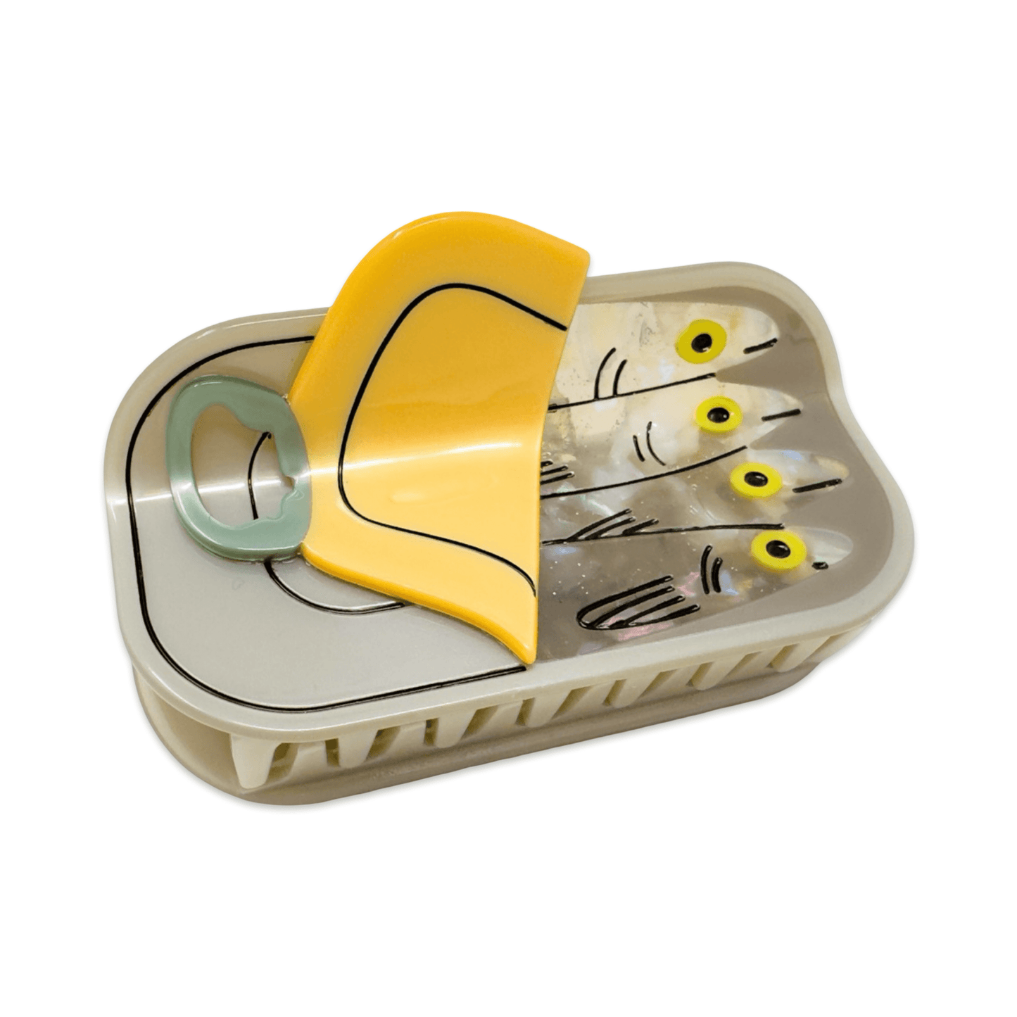 Fishing lure set with a yellow and black design on a white background