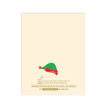 Snow Globe Elf Holiday Card