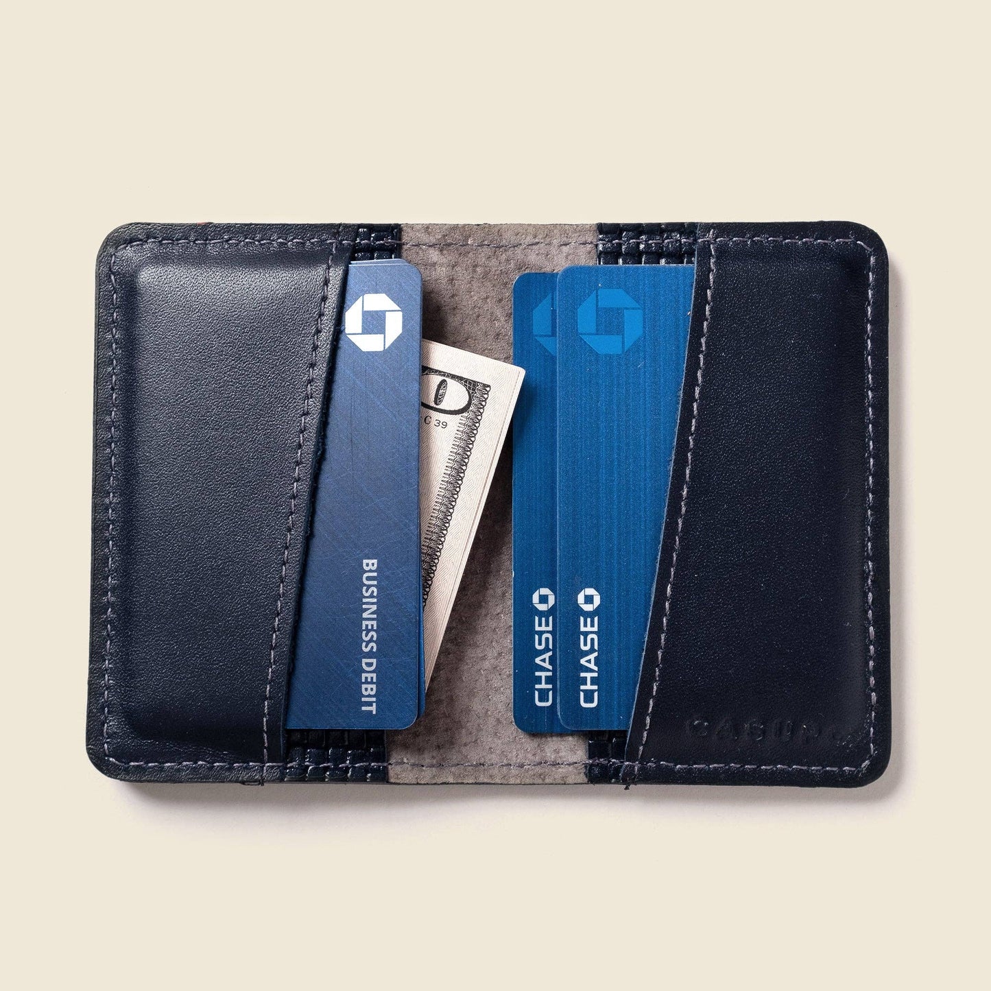 Navy Leather Bifold Wallet – RFID