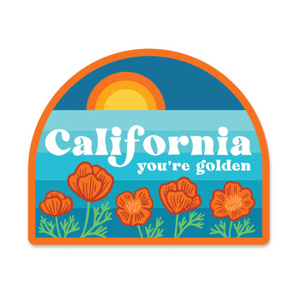 Retro California You're Golden Sticker