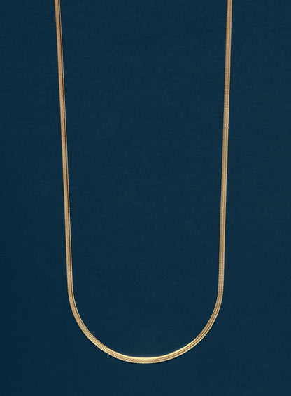 Men's 2mm 14k Gold Plated Herringbone Chain Necklace