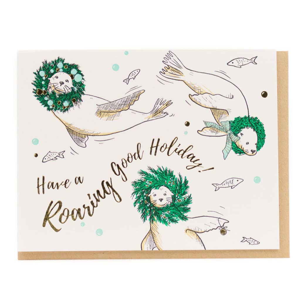 Holiday Roaring Sea Lions Card