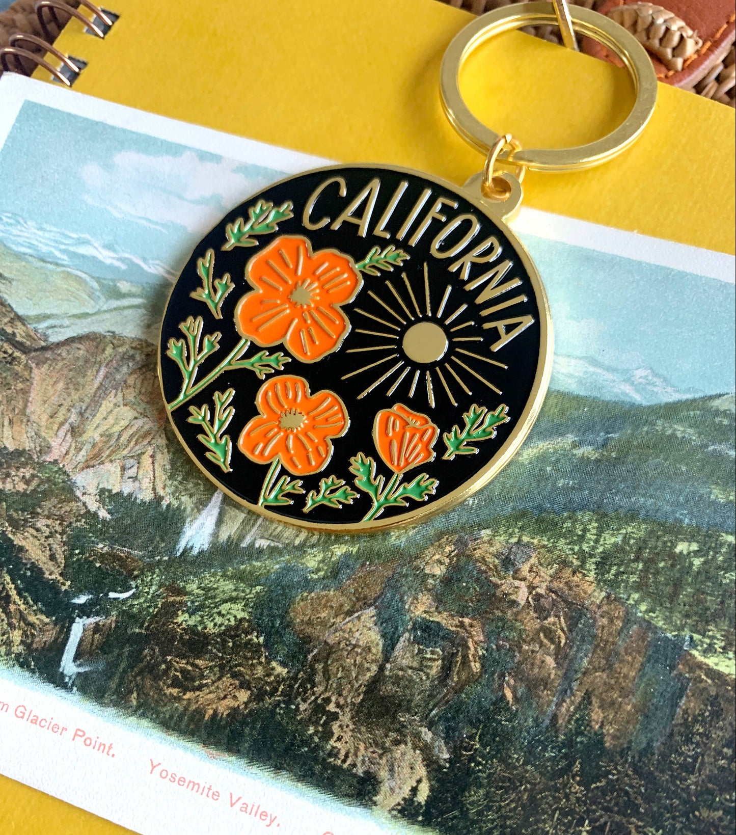 California Poppy Sun Keychain