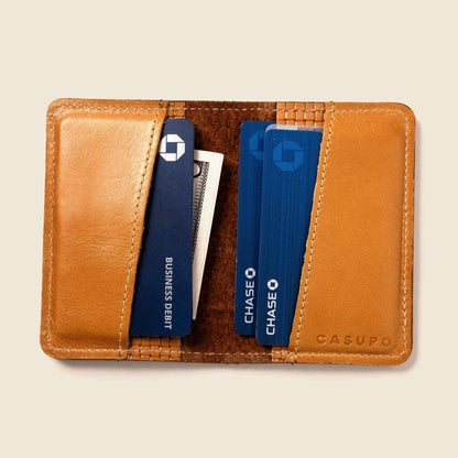 Tan Woven Leather Bifold Wallet – RFID