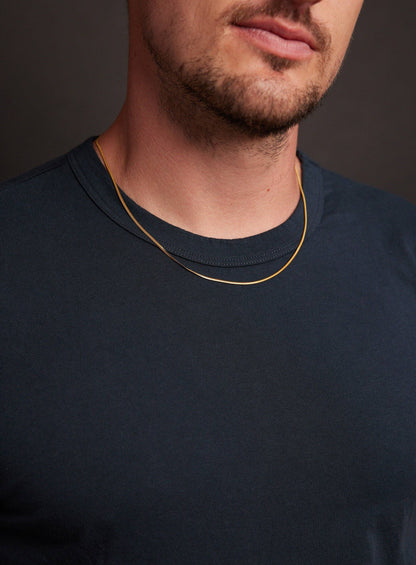 Men's 2mm 14k Gold Plated Herringbone Chain Necklace