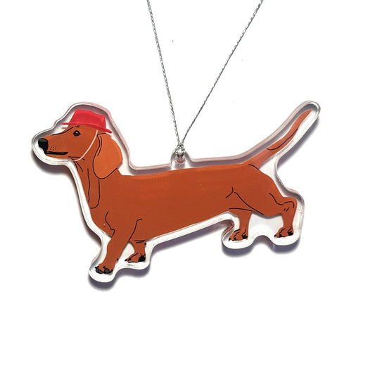 Dachshund Weiner Dog Wearing a Hat Christmas Ornament