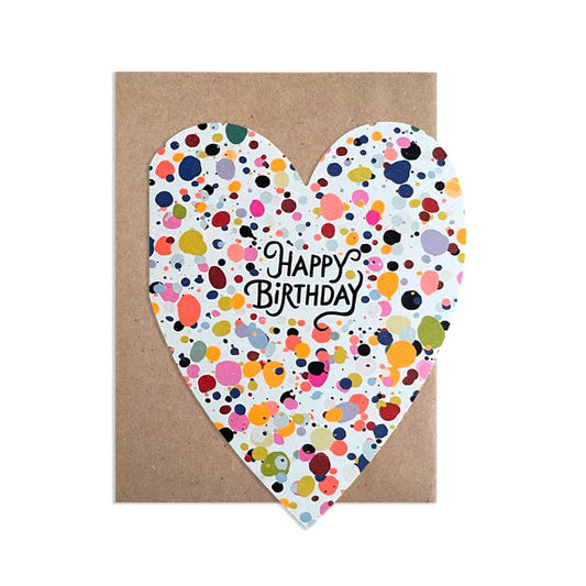 Birthday Speckle Cut Out Heart Card