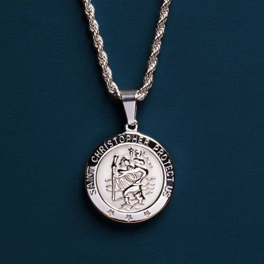 Waterproof Men's St. Christopher necklace (Rope Chain)