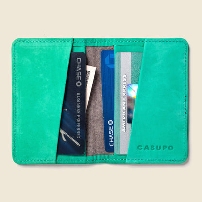 Mint Leather Compact Bifold Wallet - RFID