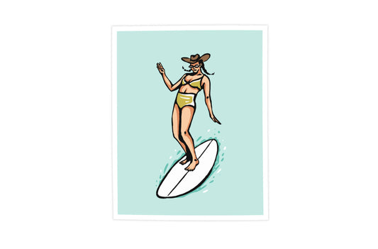 Coastal Cowgirl Wave Riding Print, 8x10