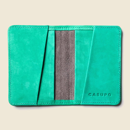 Mint Leather Compact Bifold Wallet - RFID