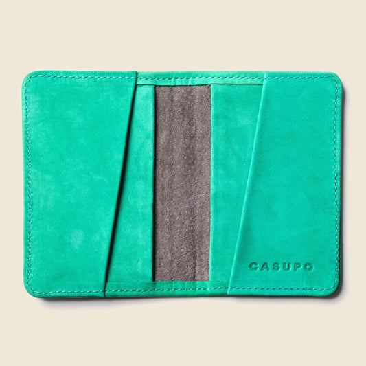 Mint Leather Compact Bifold Wallet - RFID