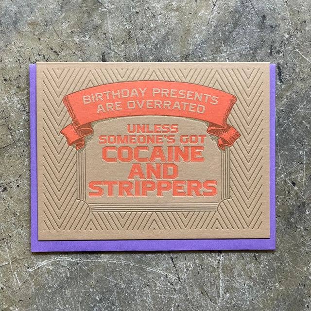 Cocaine & Strippers Card