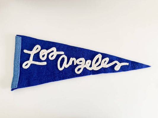 Blue pennant with 'Los Angeles' text on a white background
