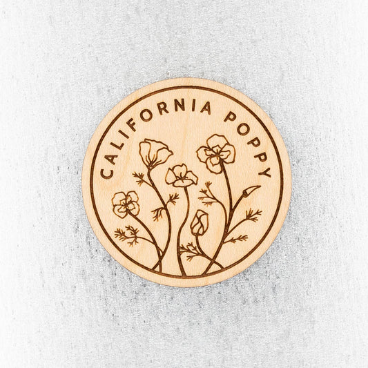 California Poppy Wood Magnet