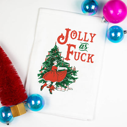 "Jolly As Fuck" Christmas Kitchen Towel