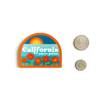 Retro California You're Golden Sticker