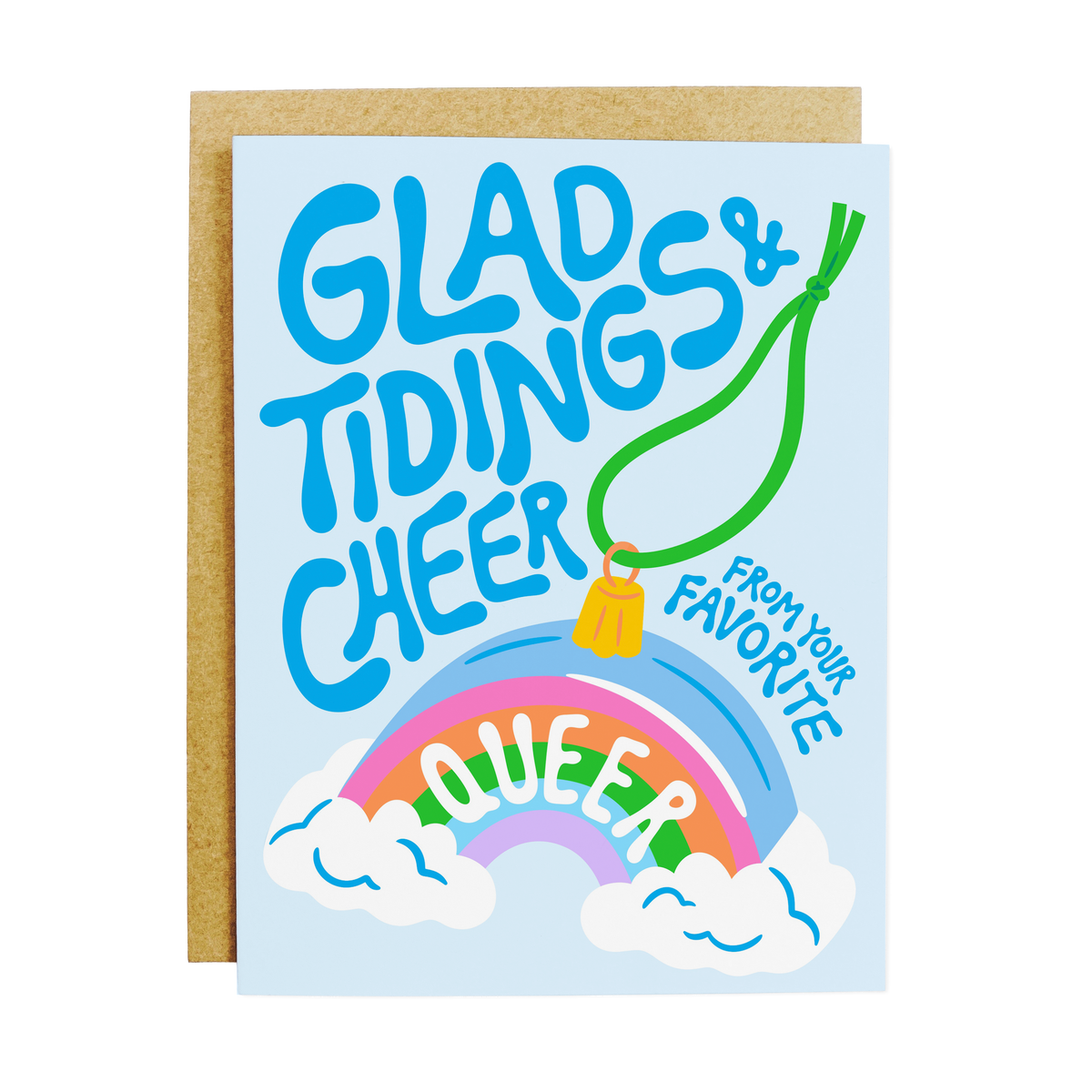 Queer Cheer Rainbow Ornament Holiday Card