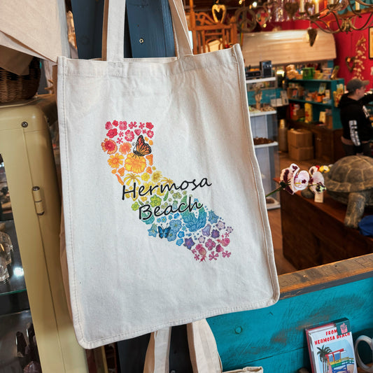 Rainbow Floral Hermosa Beach State Tote