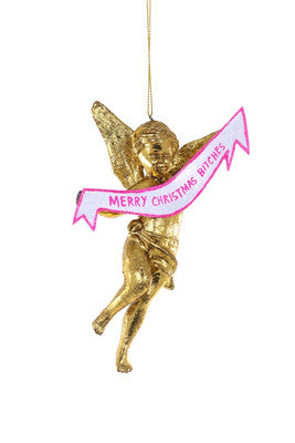 Cherub Merry Christmas Bitches Ornament